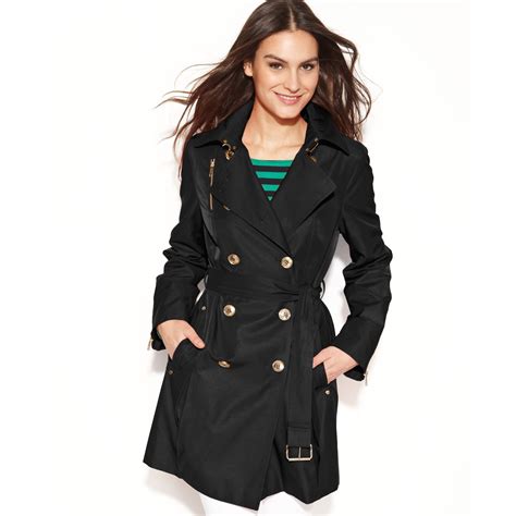 michael kors white and black coat|Michael Kors black trench coat.